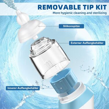 Назальний аспіратор ChapStick, дитячий назальний аспіратор-пилосос, оснащений 5 рівнями потужності всмоктування та 3 розмірами нак