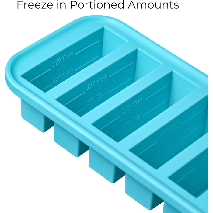 Лоток для заморозки Super Cubes об&39ємом 1/2 склянки з кришкою, 2 шт., виходить 12 ідеальних порцій по 1/2 склянки, заморозьте песто, сальсу або соус Aqua, 2 шт.