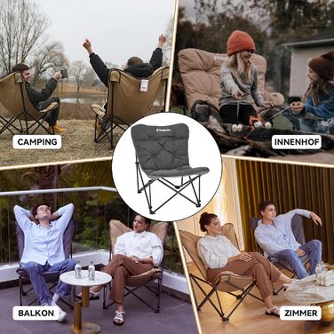 Складаний легкий кемпінговий стілець KingCamp, садовий стілець з високою спинкою, великий м&39який кемпінговий стілець, XXL кемпінговий стілець з сумкою, розслаблюючий стілець для кемпінгу, саду, балкону, пляжу, кемпінговий стілець для активного відпочинк