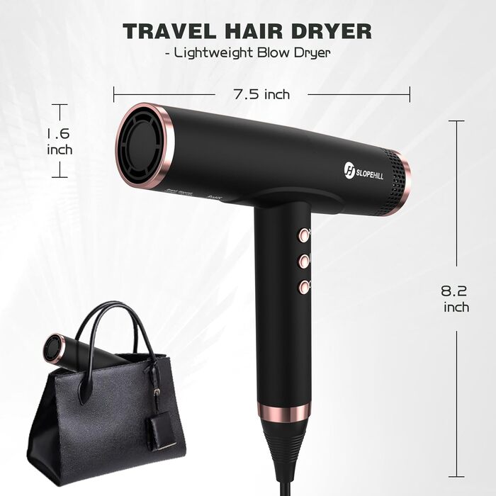 Іонний фен Slopehill для швидкого сушіння, професійний фен з безщітковим двигуном 110 000 об/хв, легкий з низьким рівнем шуму, маг