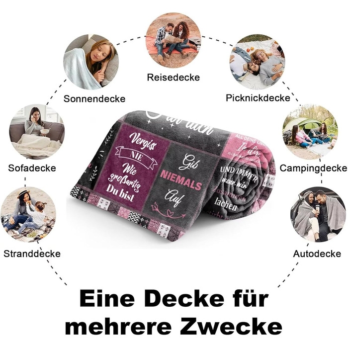 Подарунки для дівчини, плед для обіймів, подарунки для найкращої подруги, подарунок дівчині на день народження, подарунки для жінок, дівчини, сестри, мами на Різдво, день народження, рожевий подарунковий плед для обіймів 200x150 см
