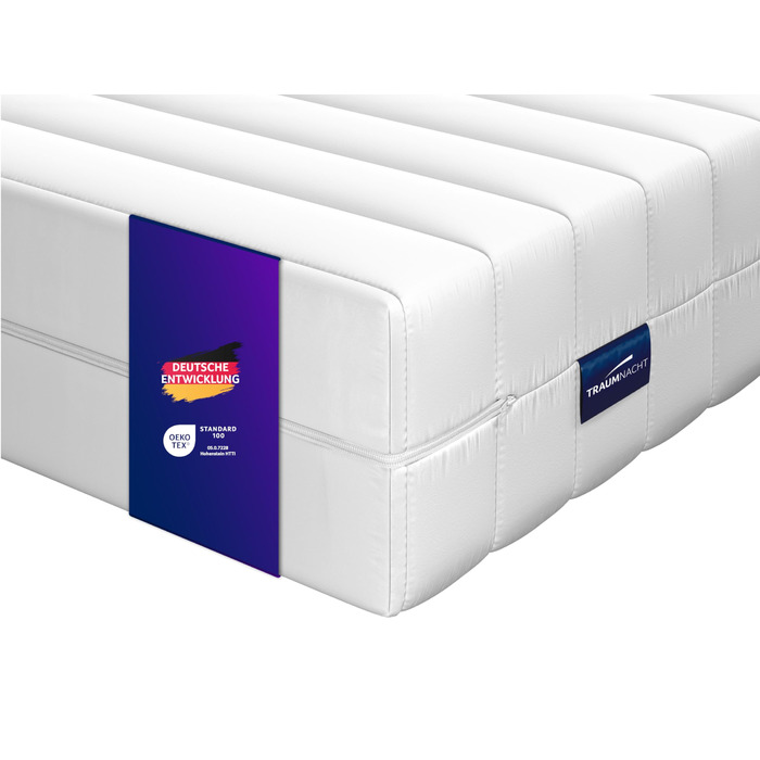 Ортопедичний матрац Traumnacht XXL з 7-зонними пружинами кишенькової форми, висота матраца 22 см, рівень жорсткості 3 (H3), 90 x 200 см, сертифікований Oeko-Tex, виготовлений відповідно до німецьких стандартів якості 90 x 200 см 22 см