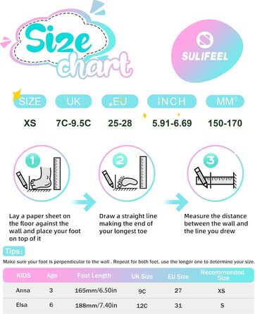 Регульовані роликові ковзани SULIFEEL для дітей, для дівчаток та хлопчиків, веселі світлодіодні колеса, триточкове балансування, підходить для початківців, катання на роликах у приміщенні, сині, розмір S (EU 29-32 / 180-200 мм)