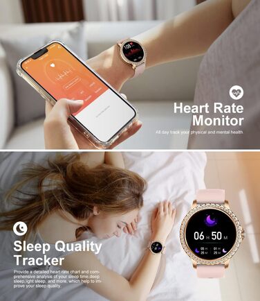 Для Android iOS Smart Watch Women 100 Sports Activity Tracker 1.32" HD Touch Screen Heart Rate Sleep Monitor Diamond Rose Gold Steel Women Smartwatch BW1845D-A