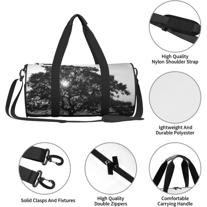 Спортивна сумка, дорожня сумка, сумка для подорожей, сумка з принтом дерева, сумка на ніч, чорна, універсальний розмір