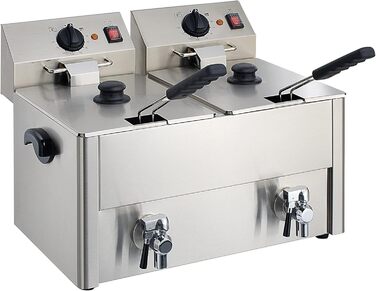 Електрична подвійна фритюрниця GastroHero ECO 1010 літрів зі зливним краном