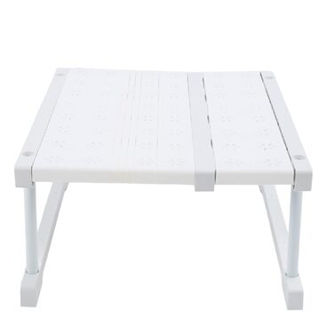 Органайзер для гардеробу, полиця для шафи, розширюване місце для зберігання зі сталевим каркасом, регульована полиця для кухонної шафи для дому, спальні, ванної кімнати (довжина 2738 см)