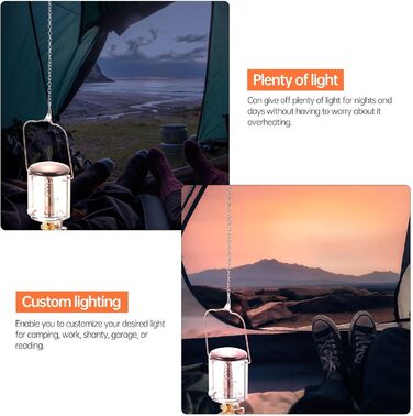 Газовий кемпінговий ліхтар Healeved, портативний ліхтар для намету на відкритому повітрі, виготовлений з міцного матеріалу, підходить для плоских та довгих газових балонів, тепле освітлення для кемпінгу та подорожей