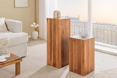 Декоративна колона з масиву дерева COLUMNA - 75 см - коричнева акація, журнальний столик, колона з дерева, декор для вітальні 75 см