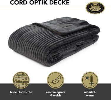 М&39який плед з вельветовим ефектом, 1620 г/шт., 150 x 200 см - Антрацит, Темно-сірий