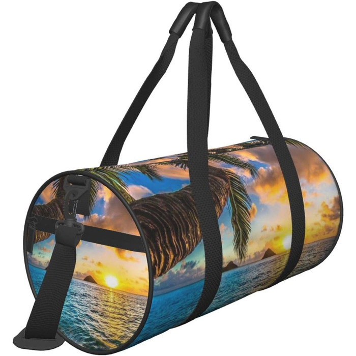 Спортивна сумка для подорожей, пляжна сумка з принтом Захід сонця, сумка на нічліг, чорна, універсальний розмір