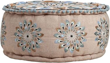 Круглий бавовняний пуф Azet -2- ø 50 см з наповнювачем Підлогова подушка, подушка в східному стилі Вишитий пуф, табурет, пуф для ніг як східний декор