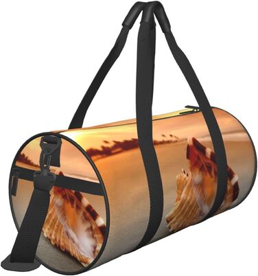 Спортивна дорожня сумка Морська раковина з принтом Конх, чорна, універсальний розмір