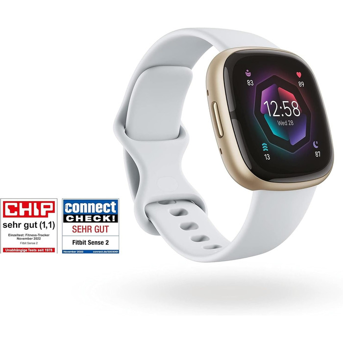 Розумний годинник для жінок/чоловіків Фітнес-годинник з інтегрованим GPS та функцією телефону Фітнес-відстеження з управлінням стресом, ЕКГ та аналізом сну сумісний з Android/iOS Fog Blue / Aluminum у Soft Gold Single, 2