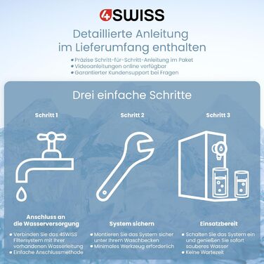 Система фільтрації 4SWISS для побутової води, 5-ступінчаста система прямого фільтрування питної води з трьома змінними картриджами та чотирма режимами дозування води (чорний)