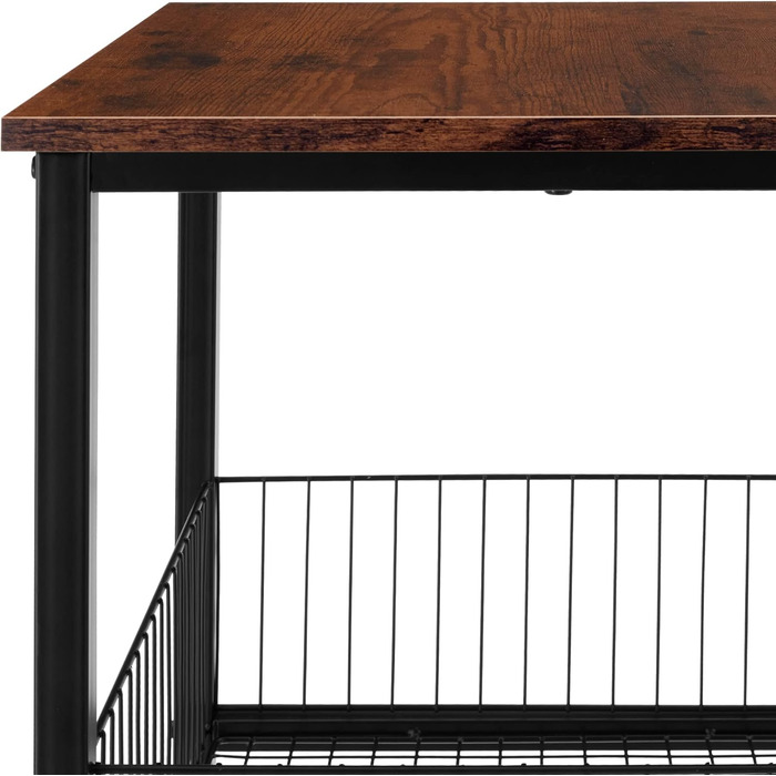 Журнальний столик tectake з місцем для зберігання, журнальний столик із сітчастим кошиком, тумбочка 40 x 40 x 55,5 см, декор для спальні, декоративні меблі для вітальні, підставка для рослин - індустріальне темне дерево, рустикальний індустріальний темно-