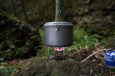 Набір посуду для кемпінгу Bulin, алюмінієві кемпінгові горщики, легкий набір для приготування їжі з складними столовими приборами та чайником, кемпінговий посуд для 1-2-4-6 осіб, ідеально підходить для кемпінгу, активного відпочинку на свіжому повітрі, пі