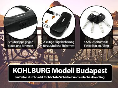 Маленький та легкий U-подібний замок KOHLBURG легкий 900 г - велосипедний замок з найвищим рівнем безпеки 15 - з 4 ключами та кріпленням - U-Lock високого рівня безпеки для велосипедів, електровелосипедів, електросамокатів, 900 г 8,5 x 4 см