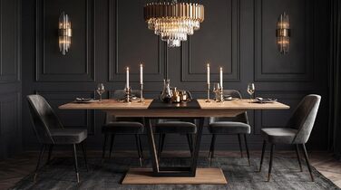 Розсувний обідній стіл Newroom до 200 см кольору Wild Oak Anthracite - Сучасний обідній стіл - 160-200 x 76 x 90 см (Ш x В x Г) - Розсувний стіл із синхронізованим механізмом висування - Їдальня, Кухня, Вітальня