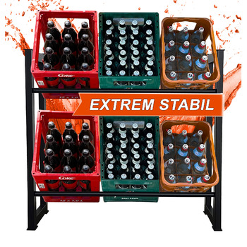 Стійка для напоїв QUICK STAR 104x30x90 см для 6 ящиків, тримач для напоїв, окремостояча полиця, надзвичайно стійка, 104 x 30 x 90 см, без полиці