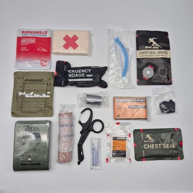 Аптечка першої допомоги для виживання, аптечка Molle з джгутом, кровоспинний бинт, гідрогелевий перев'язувальний матеріал, рятувал
