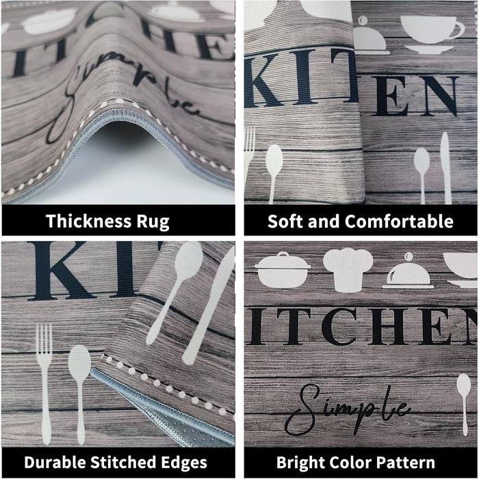 Кухонні килимки, нековзні кухонні килимки, 2 шт., килимок для підлоги, що миється, комплект кухонних килимків з розсувними наклейками, зручний, легкий у догляді, пилонепроникний килимок для кухні (Kitchenware-B, 40x6040x120 см) 40 x 120 см (прямокутний) K
