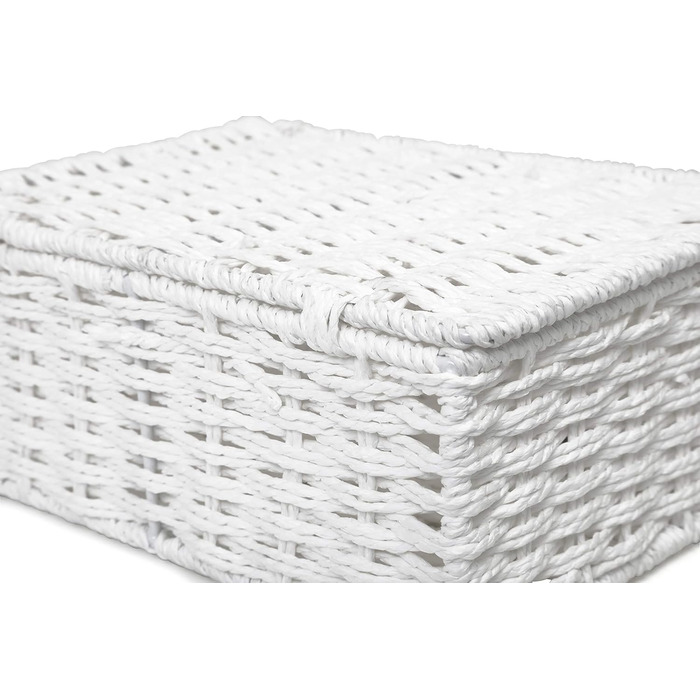 Кошик для зберігання Arpan з кришкою, виготовлений з паперу та мотузки, білий, розмір XL