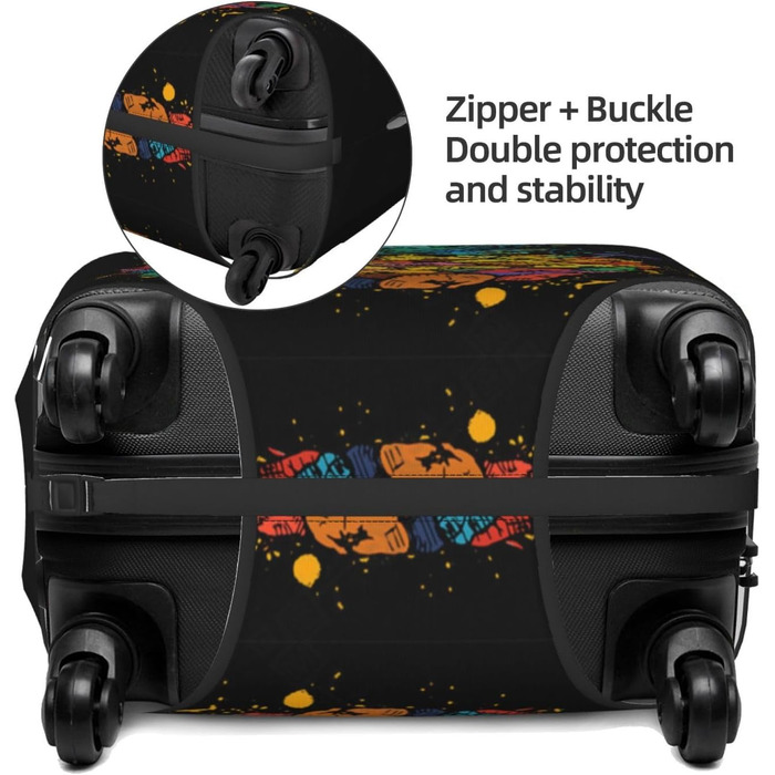 Чохол для валізи Яскравий ананас, міцний захист для багажу, підходить для валіз розміром 45.7-81.3 см, розмір XL, чорний, екстра-великий