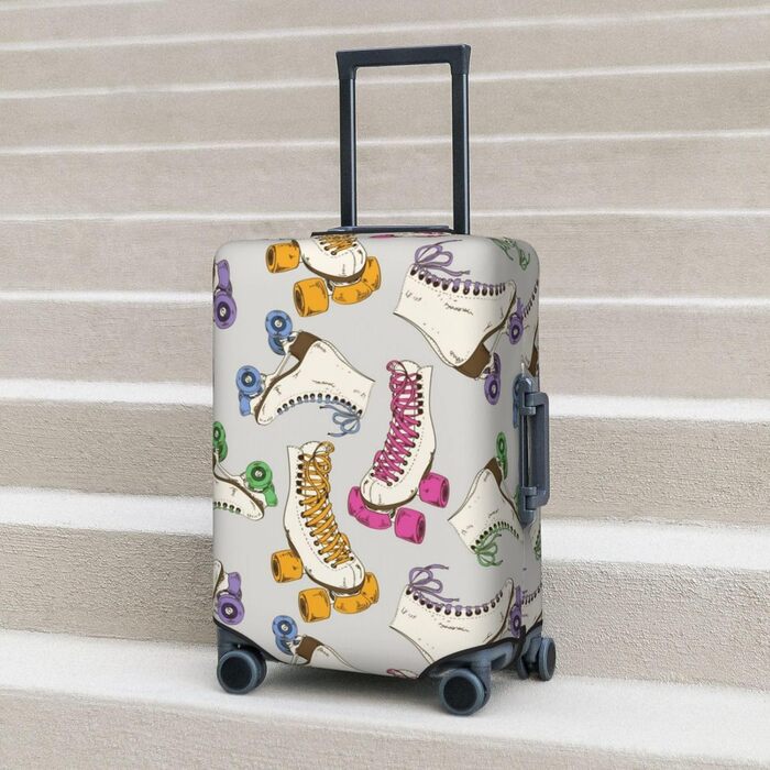 Чохол для валізи TOMPPY в ретро-стилі з яскравим принтом, еластичний, водостійкий, захищає від подряпин, підходить для валіз розміром 45,7-81,3 см, чорний, розмір M