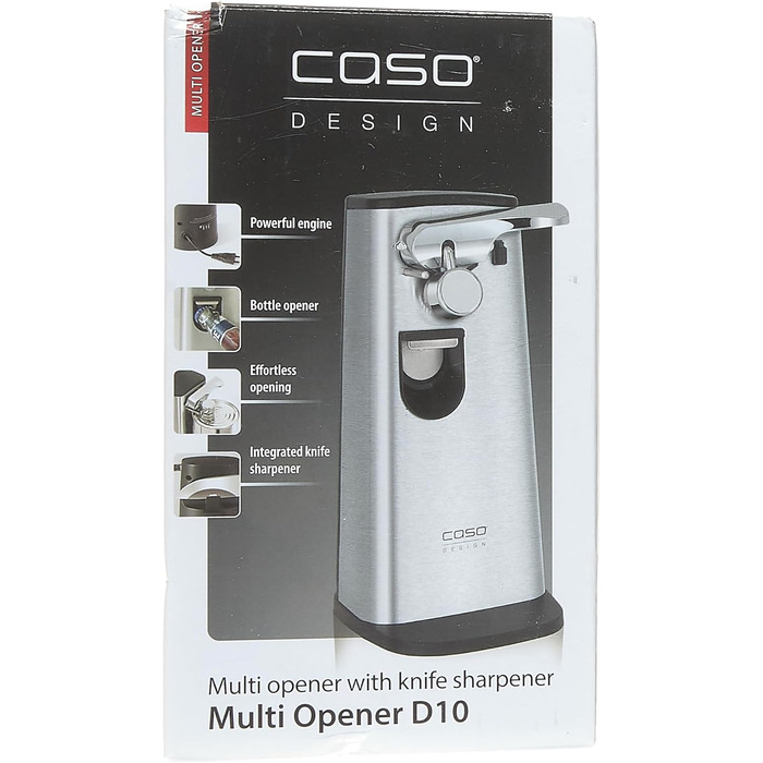 Мультивідкривач CASO D10 з високоякісним корпусом з нержавіючої сталі, універсальне використання в якості відкривачки для пляшок, точилки для ножів, консервного ножа, в т.ч. практичного втягування кабелю, магнітного тримача кришки, потужного двигуна