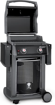 Газовий гриль Weber Spirit E-210 Classic, 2 пальники, площа гриля 51 x 46 см, решітка для підігріву, термометр на кришці, 2 колеса чорний/сріблястий (1500833)