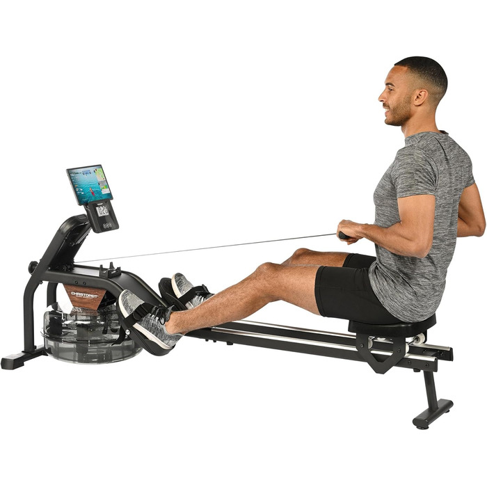 Гребний тренажер Christopeit для домашнього використання водний гребний тренажер WP 2000 або Garda алюмінієва рейка Bluetooth до 120 кг Garda, включаючи захисний килимок для підлоги