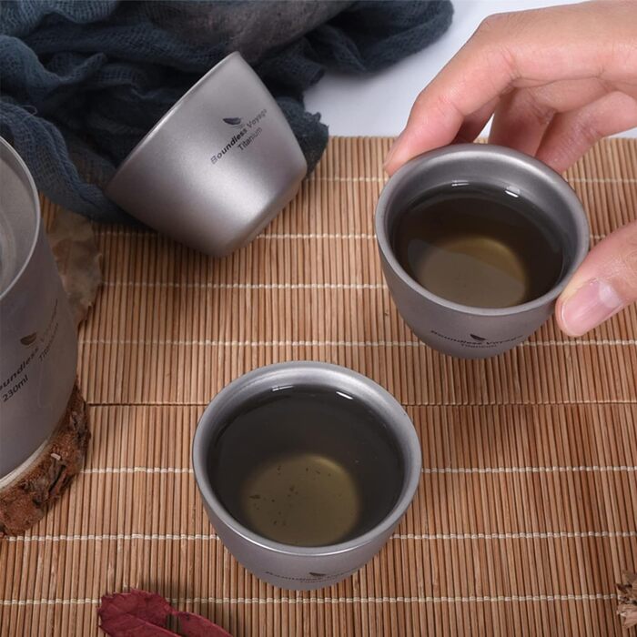 Маленька титанова чашка для чаю з подвійними стінками Легка чашка для еспресо Міні-чашка для вина для саке Багаторазовий кемпінг н