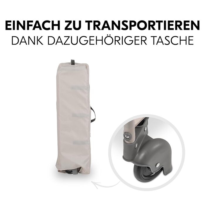 Дитяче ліжечко Hauck Dream N Play Go з ігровою аркою, колесами та сумкою для перенесення, компактне та складне, дитяче ліжечко для малюків від народження до 15 кг (Disney Pooh Rainbow Beige) без висувних дверцят.