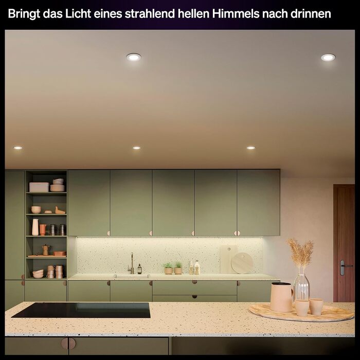 Набір вбудованих світильників Philips Hue Slim Downlight (3 шт.), LED, 1000 лм, 90 мм, тонкий дизайн, повний спектр денного світла 100020 000 K, плавне димування, точна передача кольорів, Smart Lighting, білий, нове покоління розміру S