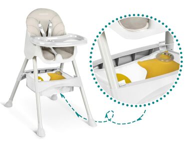 Стільчик для годування Ricokids дитячий 3в1 від 6 місяців Обідній стілець З ременем безпеки Складаний Легкий у догляді Регульована