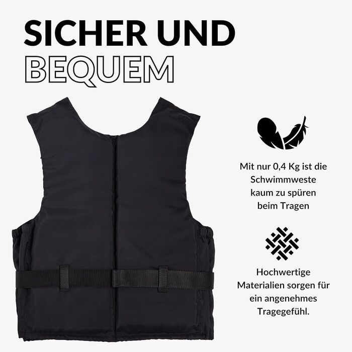 Рятувальний жилет NOARD 5 розмірів Black Edition 25-120 кг EN ISO 12402-5 CE (50 N) Жилет із міцного пінопласту чорного кольору 30-50 кг