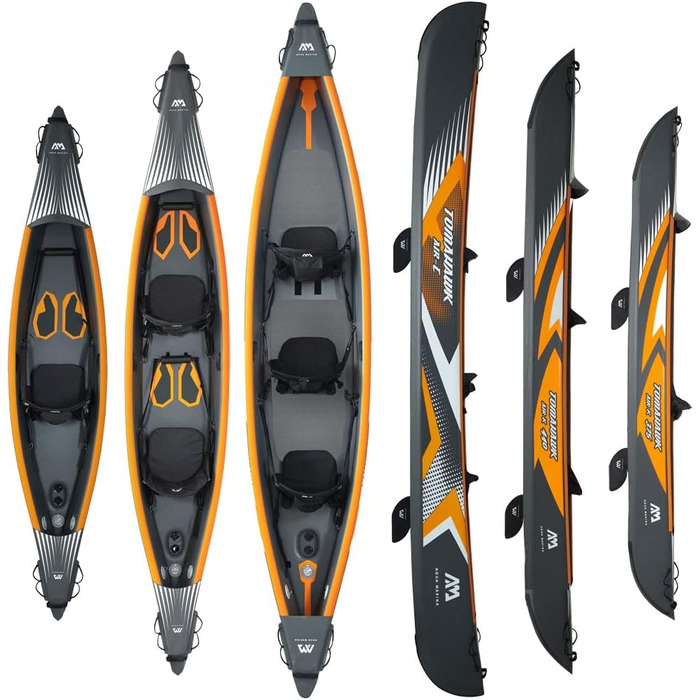 Надувний каяк AM AQUA MARINA Tomahawk AIR-K 440 100 полівінілхлорид (ПВХ) UNI Чорний / Помаранчевий