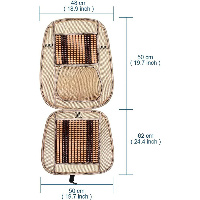 Автомобільний чохол сидіння масаж, сидіння Pad автомобільні дерев'яні намистини з поперековою підтримкою, прохолодні дихаючі автомобільні сидіння чохли літні сидіння передні сидіння автомобільні (бежевий)
