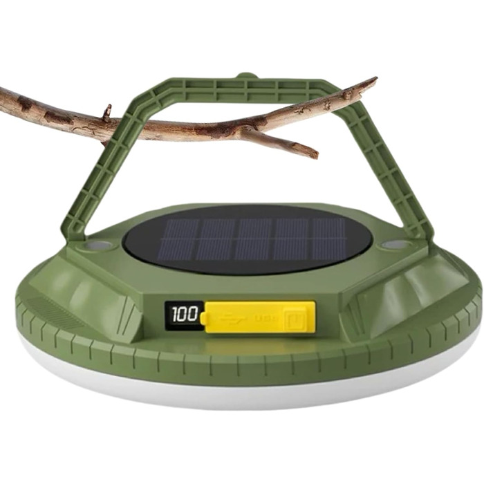 Ліхтар для кемпінгу, 1600 люмен, сонячний виживальний, водонепроникний світлодіодний ліхтар, для походів, подорожей з рюкзаком, використання на свіжому повітрі, для саду, двору, патіо, балкону, зелений