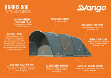 Намет п'ятимісний Vango Harris 500 Mineral Green (TETHARRIS000002)