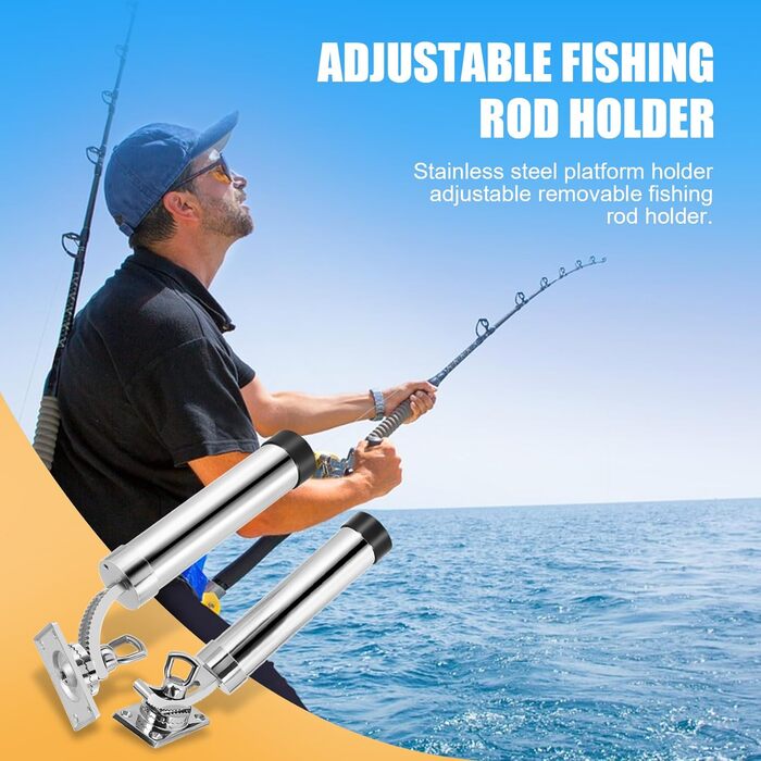 Тримач для вудки для човна Регульований тримач для вудки Тримач для вудки для човна Срібний