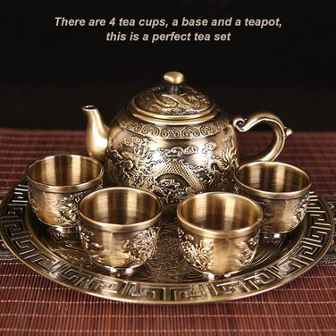 Турецький вінтажний чайний сервіз вишукана металева чайничка з розкішним рельєфним візерунком, мініатюрні чашки та блюдця для декору столу