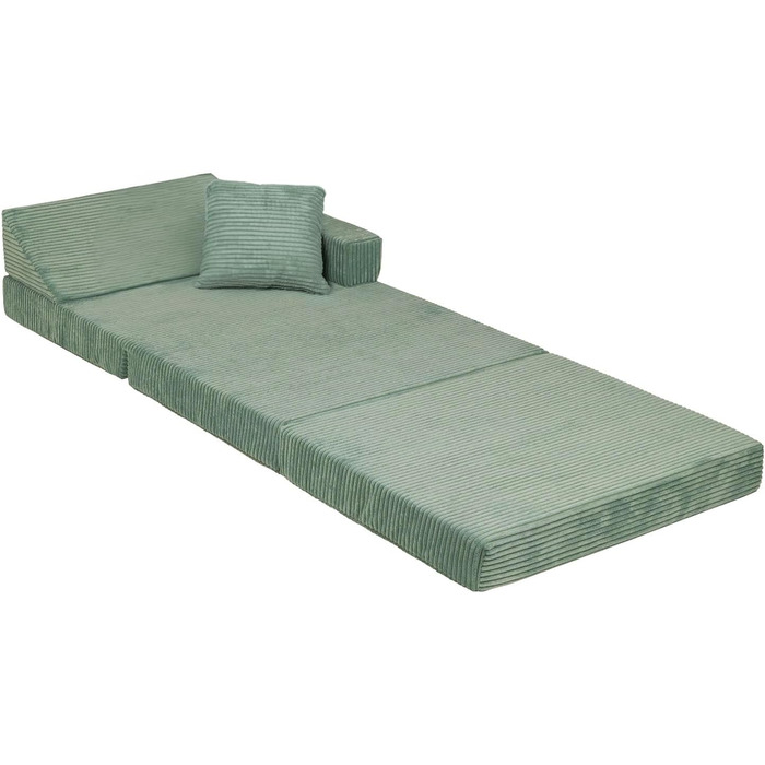 Дитяче крісло-реклайнер KiddyMoon з поролоновою подушкою, дитяче крісло, дитяче крісло для дитячої кімнати, розкладний матрац, матрац, крісло-реклайнер, затишне крісло, зелений дитячий диван з подушкою