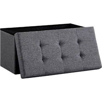Лавка для зберігання Zedelmaier, м&39яка лавка, пуф, скриня для зберігання, вантажопідйомність до 300 кг, 76 x 38 x 38 см (льон - темно-сірий), темно-сірий, 38Г x 76Ш x 38В см