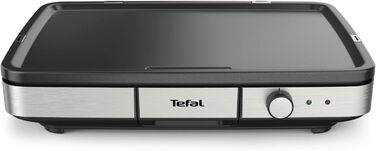 Електричний гриль-планча Tefal Maxi Plancha CB690D, велика антипригарна поверхня Теппаньякі, легке очищення, для використання в приміщенні та на вулиці, з вітрозахистом та лопаткою, 2300 Вт, чорний/сріблястий