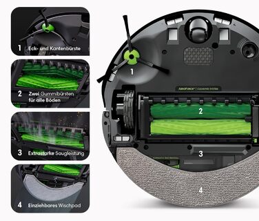 Робот-пилосос iRobot Roomba Combo j7 (c7156) з функцією виявлення/уникнення об'єктів, картографування, 4-етапне прибирання, цілеспрямоване прибирання кімнати або території, сумісний з голосовим помічником, колір Navy Blue