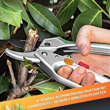 Садові ножиці GRNTEK KONDOR з храповим механізмом 200 мм - лезо SK5, автоматичний храповий механізм, алюмінієві ручки, прецизійне заточування для легкого обрізання гілок. Сучасні садові ножиці з храповим механізмом.