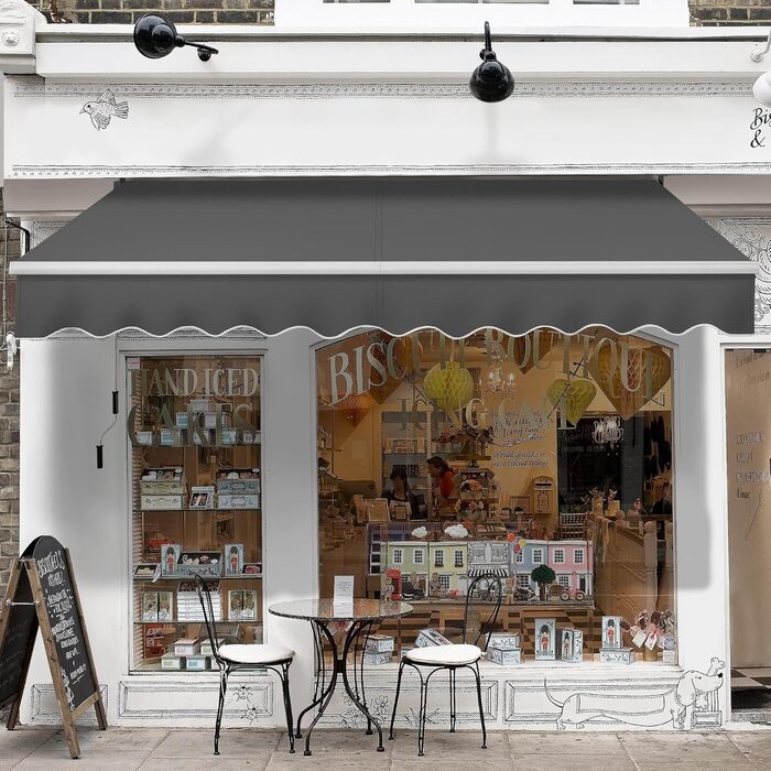 Висувна маркіз Yaheetech, складна маркіз з ручним приводом 300x250 см, регулювання кута нахилу сонячної маркізати (5-35), вкл. настінне кріплення темно-сірого кольору 300 x 250 см темно-сірого кольору