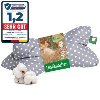 НОВИНКА Подушка для шиї з кісткою для читання, що служить опорою для книги - 40 x 18 см, подушка-підтримка шиї, подушка-книжка-планшет - 100 бавовна, універсальна подушка-планшет - сіра